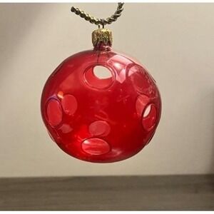 Vintage West Germany Red Openwork Glass Christmas Ornament 3"